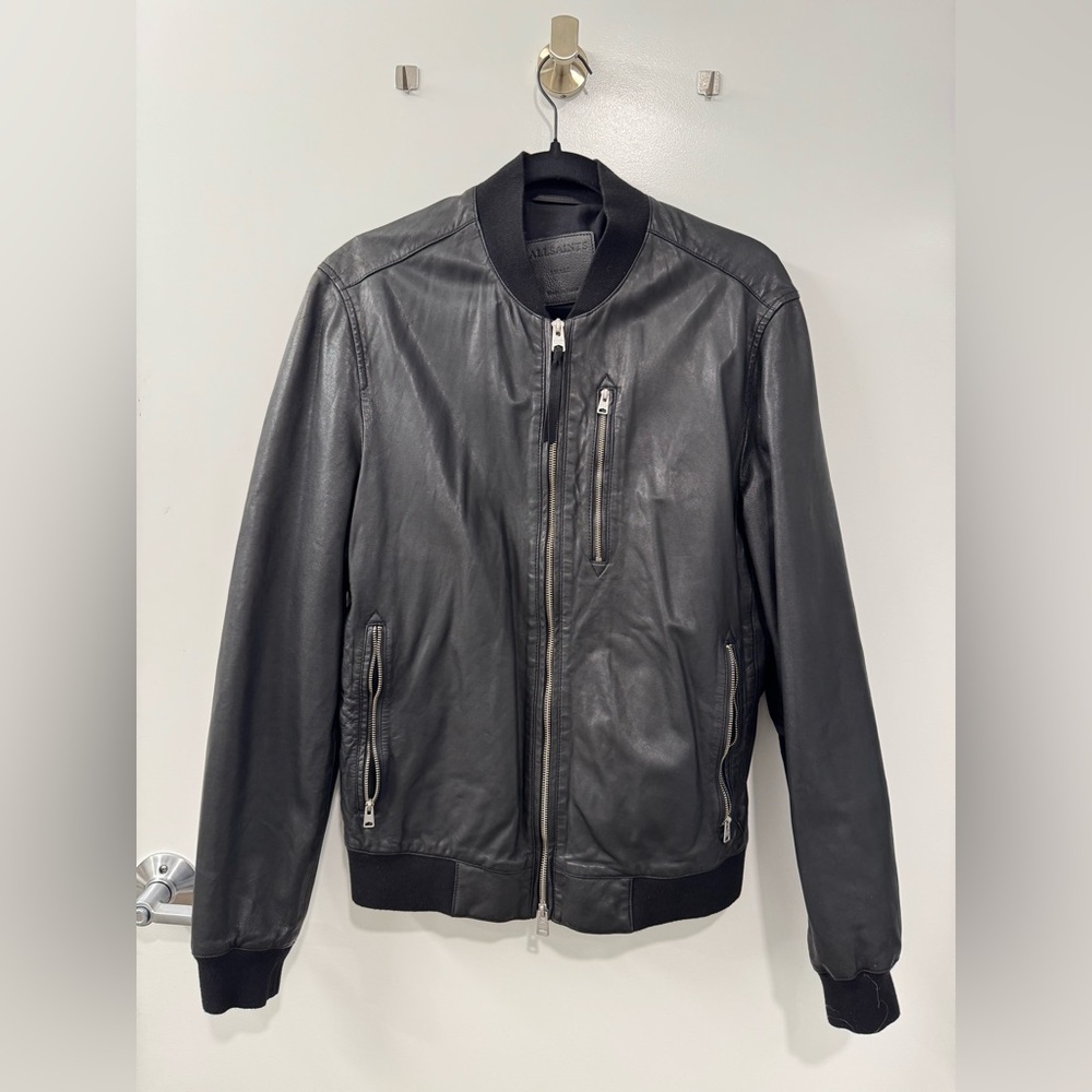 All Saint’s Black Leather Bomber Jacket - Size Small